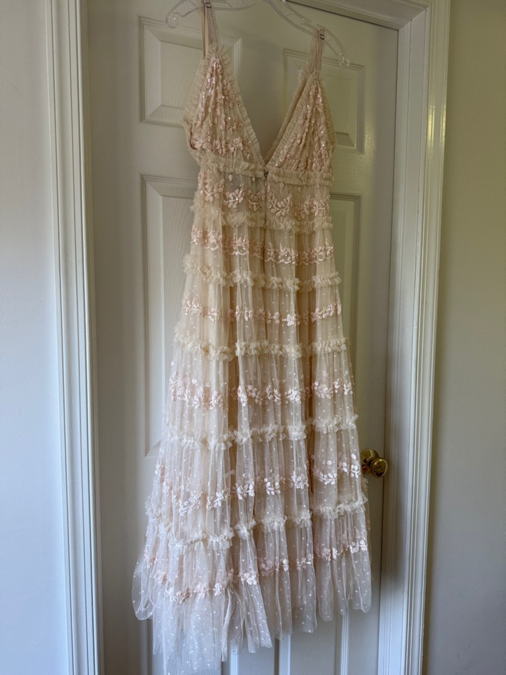 Needle & Thread Blush Cream Tiered Midi Dress - Picture 9 of 9